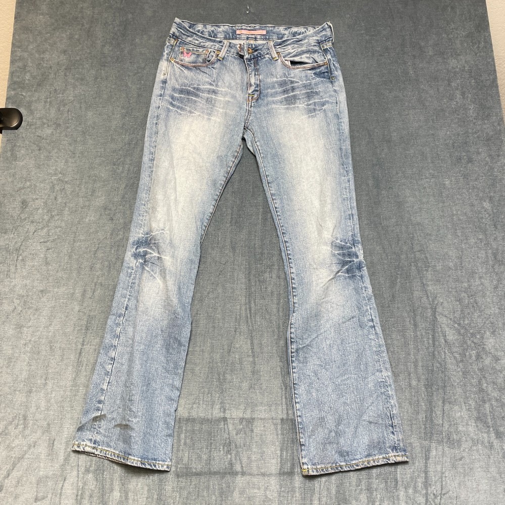 Anoname Jeans Womens 32x31 Blue Denim Distressed Outdoor Bootcut Leg Streetwear